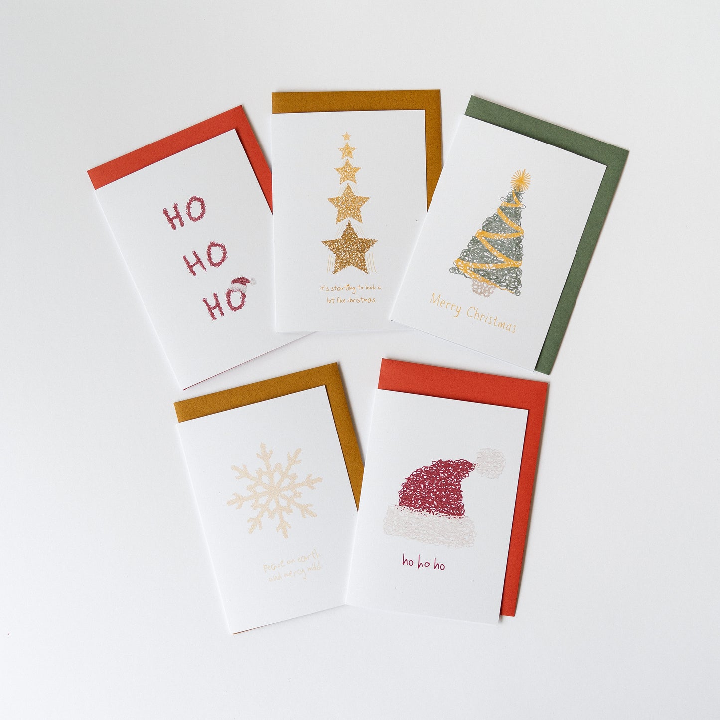 Classic Christmas Set - Scribble Series 4x6" Cards