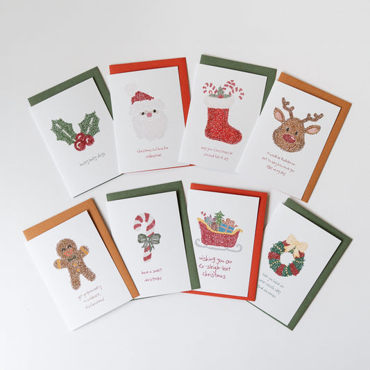 Punny Christmas Set of 8 - Scribble Series 4x6" Cards