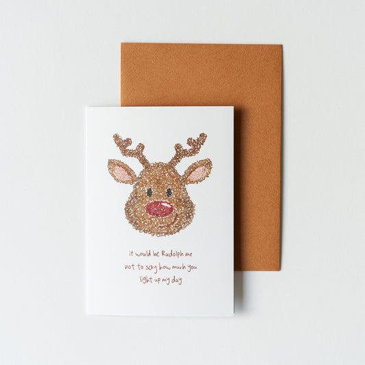 Rudolph Christmas Pun - Scribble Series 4x6" Card